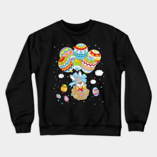 Bunny Rabbit Easter Eggs Balloons Happy Easter Day Funny Crewneck Sweatshirt